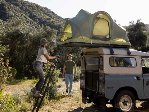 Rev Tent Roof Top Tent  forest on land Rover Series