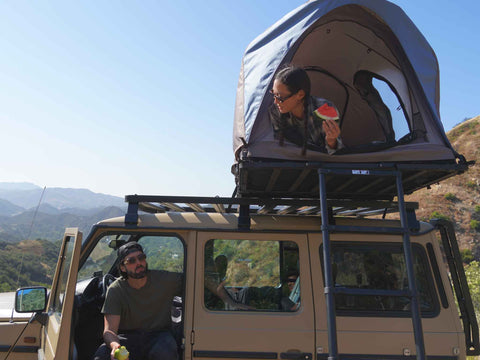 SURF  rev tent gen 2 closed doors lightest weight modular roof top tent can be pitched on ground too
