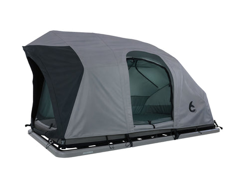 YAKIMA/RHINO Rev Rack Tent  Yakima/Rhino HellaStorm Fly open